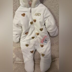Baby Coat Juicy Couture White Jacket with Gold Sequin Hearts